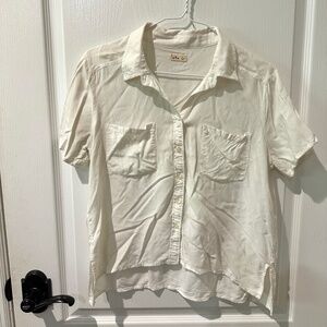 Hollister White Button Down Short Sleeve Top